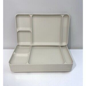 Tupperware Divided Food Trays Lot of 8 Almond 1535 Series Dinner Lunch Vintage